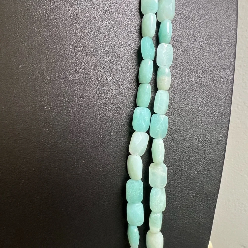 Anngi Alyn Amazonite Stone Necklace w/925 Toggle Clasp 56” D7
